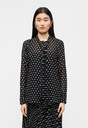 DOT PLEAT BOW - Blúzka so zapínaním na gombíky - black/white