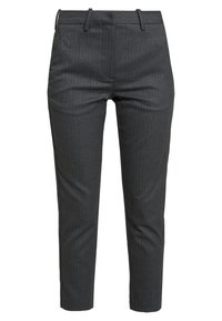 Grijze broek met streepjes, middenhoog, op maat gemaakt, cropped lengte, met vo pockets en een gladde stofstructuur.