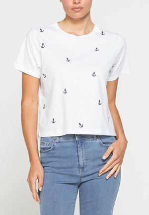 Carrera Jeans, APPLIQUÉ TEE - T-shirt con stampa - white ground with embroidery