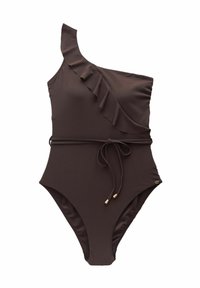Next FRILL ONE SHOULDER BELTED TUMMY SHAPING CONTROL - Jednodílné plavky - brown