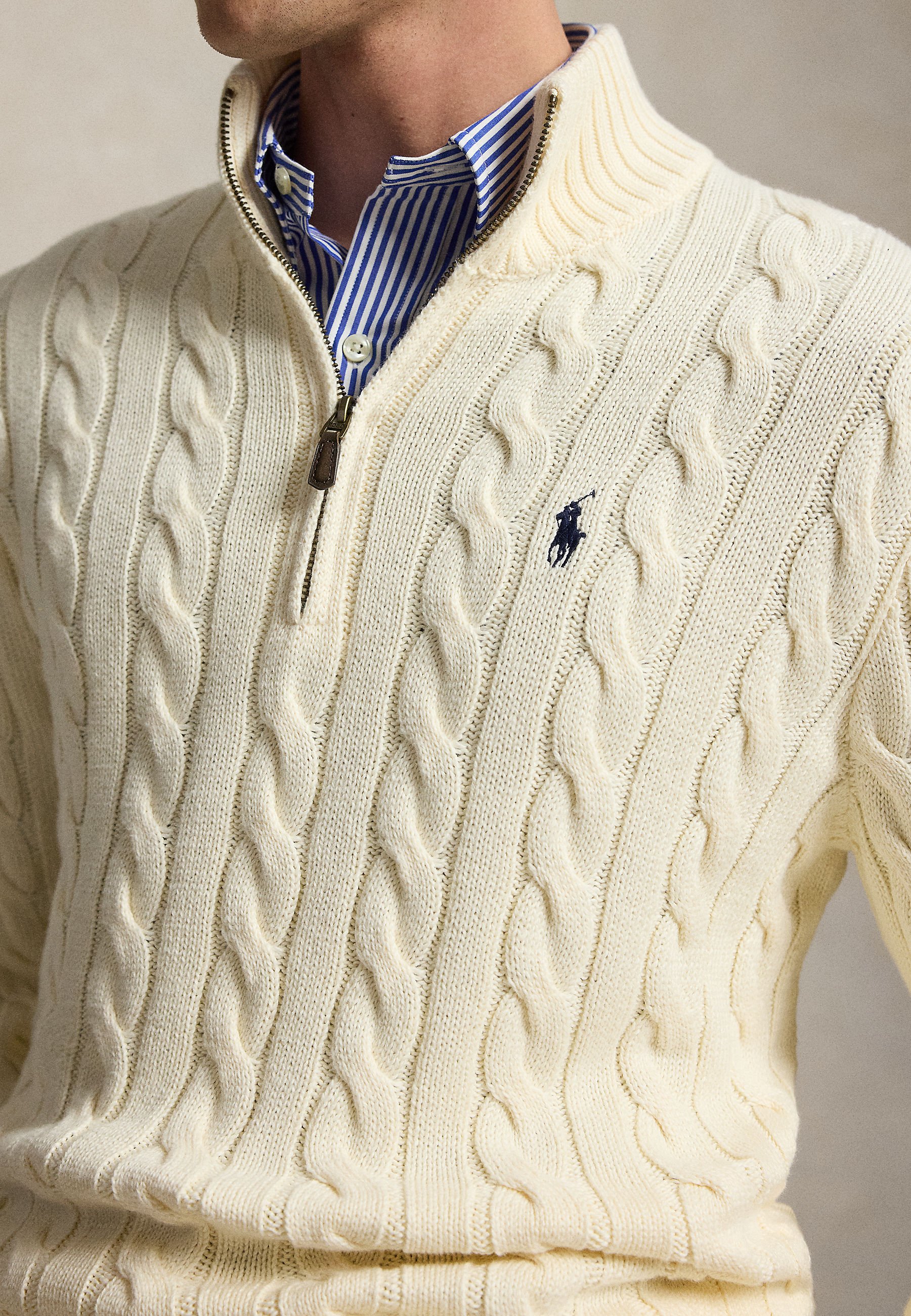 Polo Ralph Lauren CABLE-KNIT COTTON QUARTER-ZIP SWEATER
