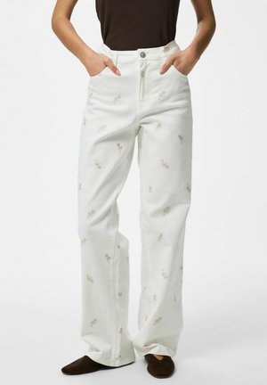 Pieces STRAIGHT FIT JEANS PCVIOLET MW - Jean droit - cloud dancer