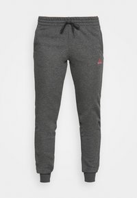 Grijze sweatpants van zacht materiaal, met een elastische tailleband met verstelbaar trekkoord en geribbelde boorden. Klein rood logo op de linker bovenbeen.