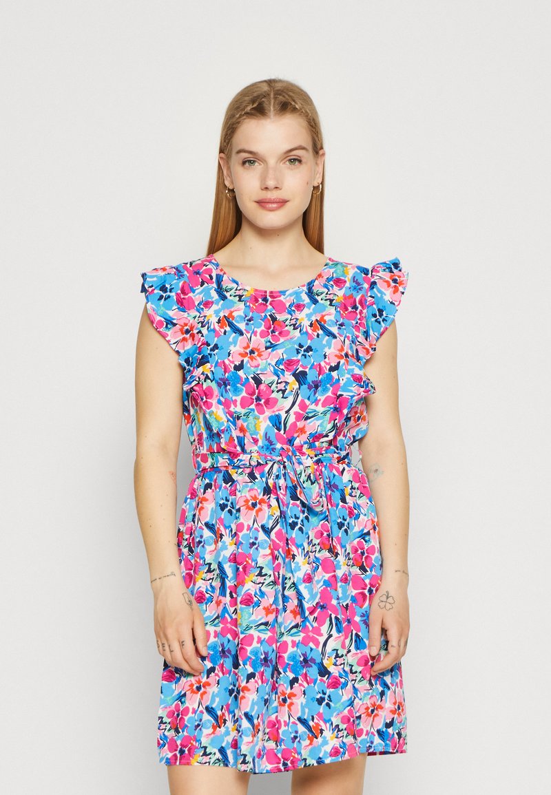 JDY JDYELVA FRILL SHORT DRESS Day dress cloud dancer/pink/offwhite