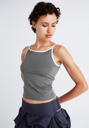 NMKARIN CONTRAST SINGLET - Tops - charcoal gray/white