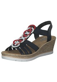 Rieker Wedge sandals - pazifik/weiss/rosso