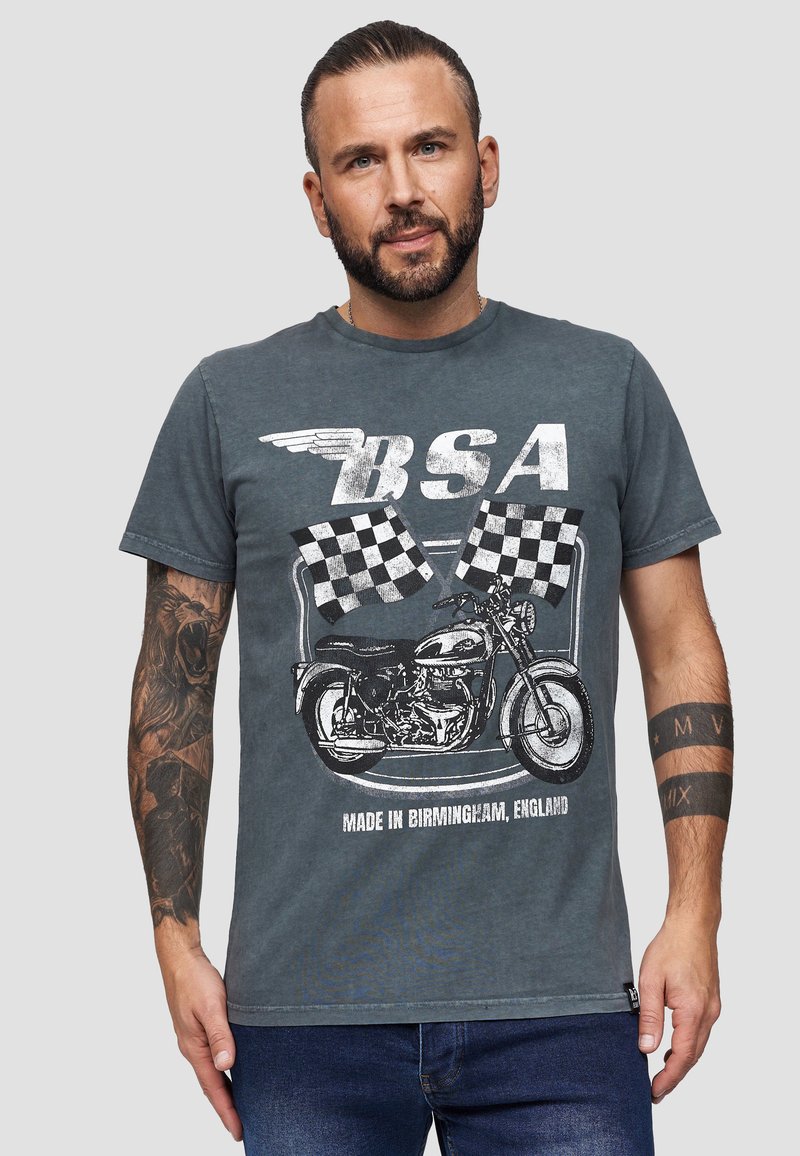 T-shirt Homme BSA Birmingham Logo British Motorcycles - Manches Courtes, 100% Coton, Coupe Classique - Noir