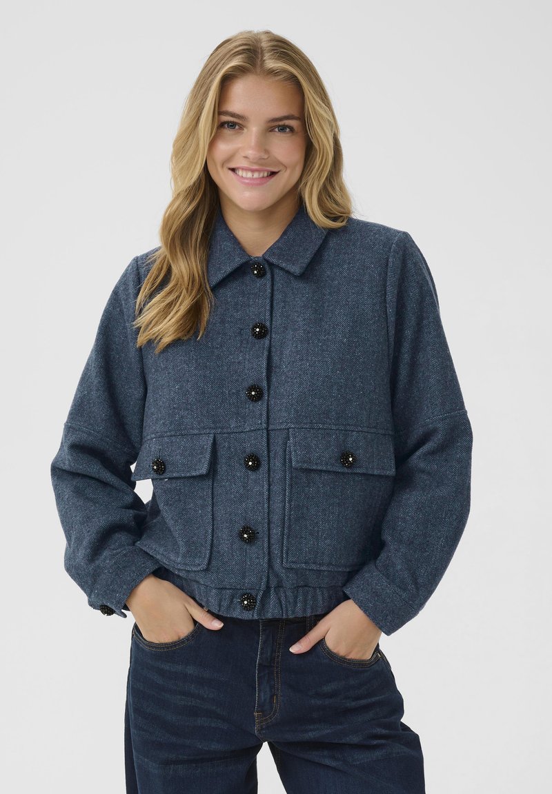 Cream Leichte Jacke - navy herringbone