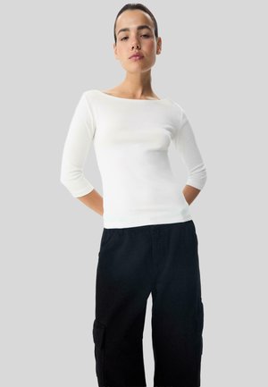 BOATNECK - Top s dlhým rukávom - white