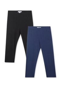 Due paia di leggings: uno nero e uno blu navy scuro. Realizzati in tessuto morbido e elastico con un design aderente e fasce in vita elastiche.