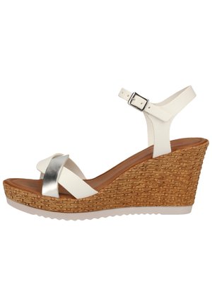 s.Oliver SANDALEN - Wedge sandals - white/silver 193