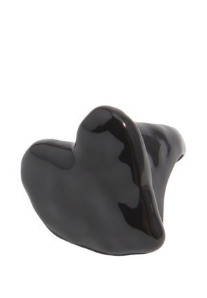 Tapón para los oídos moldeado a medida de color negro brillante, diseñado para ajustarse al canal auditivo y reducir el ruido, proporcionando protección auditiva.