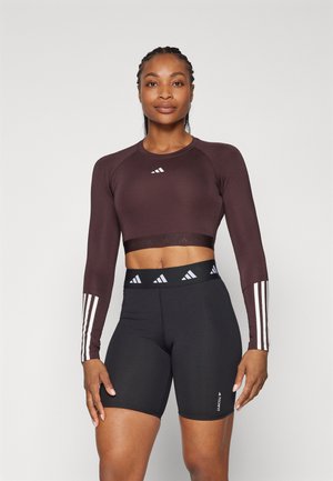 Long sleeved top - shadow brown/white