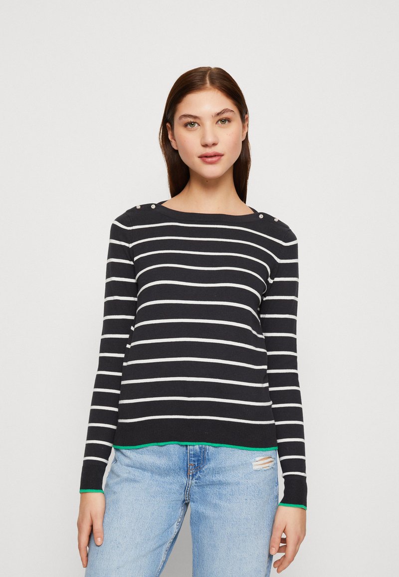 Vero Moda - VMALMA BOATNECK BUTTON - Vesta - black/snow white/bright green, Povećaj