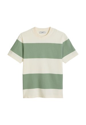Marc O'Polo DENIM, MIT CUT-SEW-BLOCKSTREIFEN   - T-shirt con stampa - light green