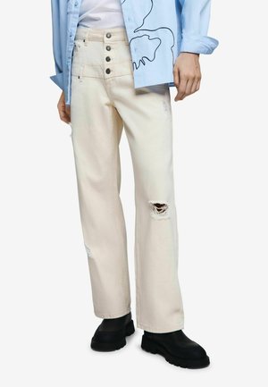 DOUBLE-WAIST RIPPED  - Jeans Straight Leg - white