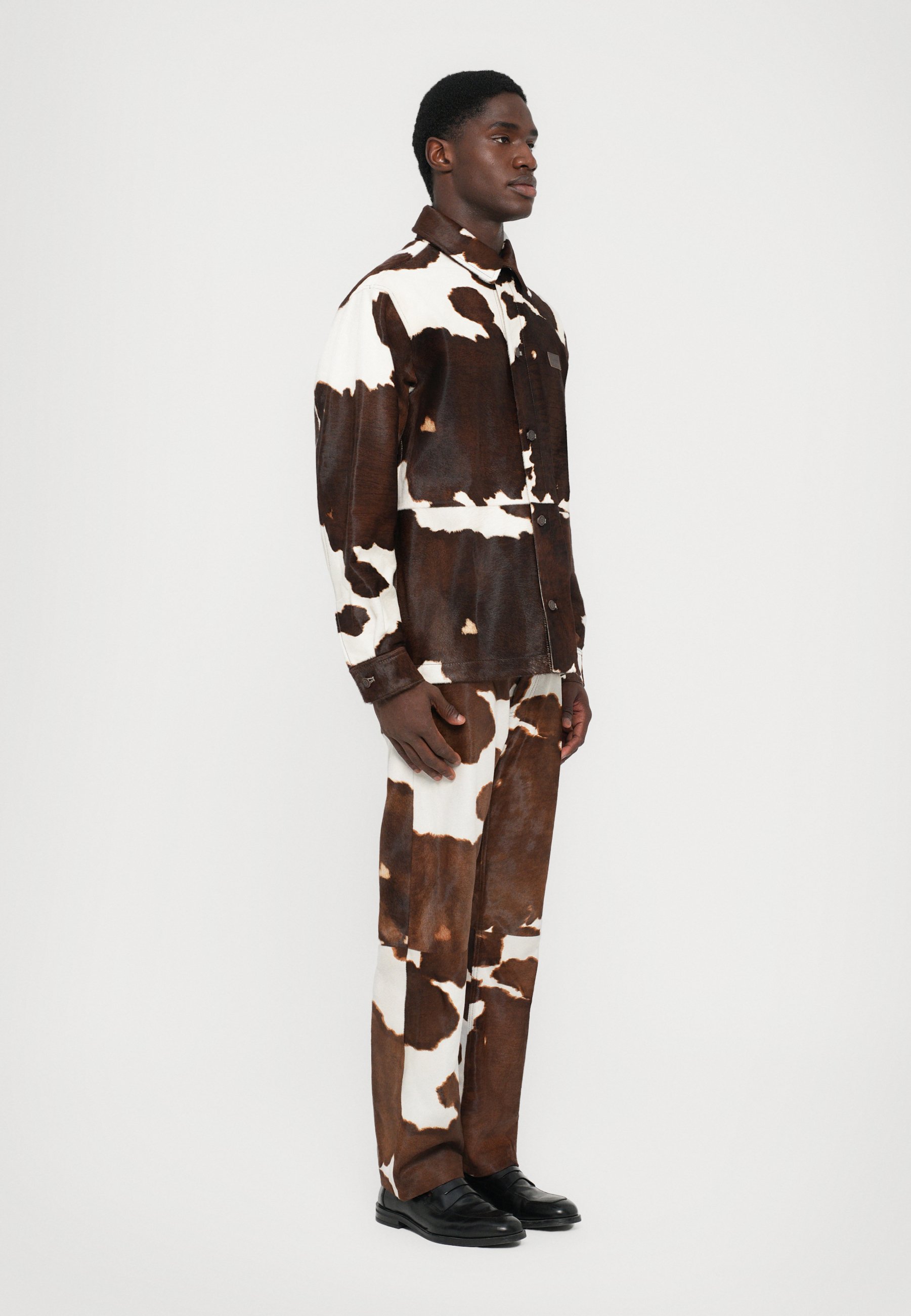 MOSCHINO ARCHIVE COW - Leather jacket - multi ice/white - Zalando