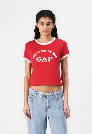 LOGO MEET ME CROP CREW - T-shirt imprimé - modern red