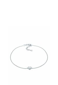 Silver kedja armband med ett polerat hjärta charm i mitten, med en texturerad design och justerbart spänne för säker passform.