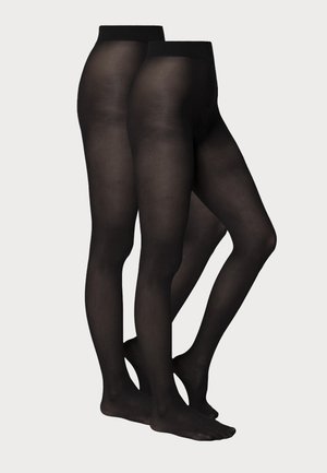 Schwarze, durchsichtige Strumpfhosen mit glatter Textur, hohem Bund und figurbetontem Design, geeignet für verschiedene Outfits und Anlässe.