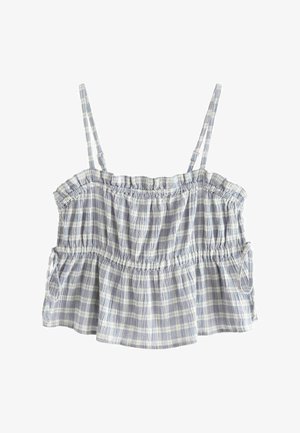 Next, CHECKED CHEESE RUCHED PETITE - Top - blue