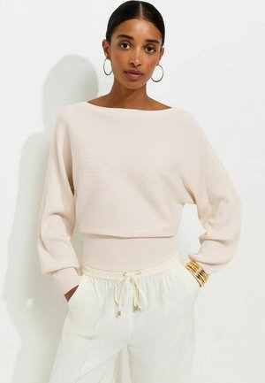 New Look, LIGHTWEIGHT RIBBED  SLASH NECK BATWING JUMPER - Jumper - cream