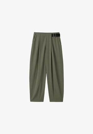 Stradivarius, DARTED SMART TROUSERS WITH BELT - Pantalon classique - khaki