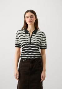 Bruuns Bazaar RIVERSBBKATALIN KNIT POLO - Polo shirt - white cream/black