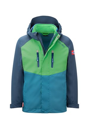 TROLLKIDS, KIDS BRYGGEN 3IN1 JACKET - Outdoor jacket - fresh green/mystic blue/dark marine