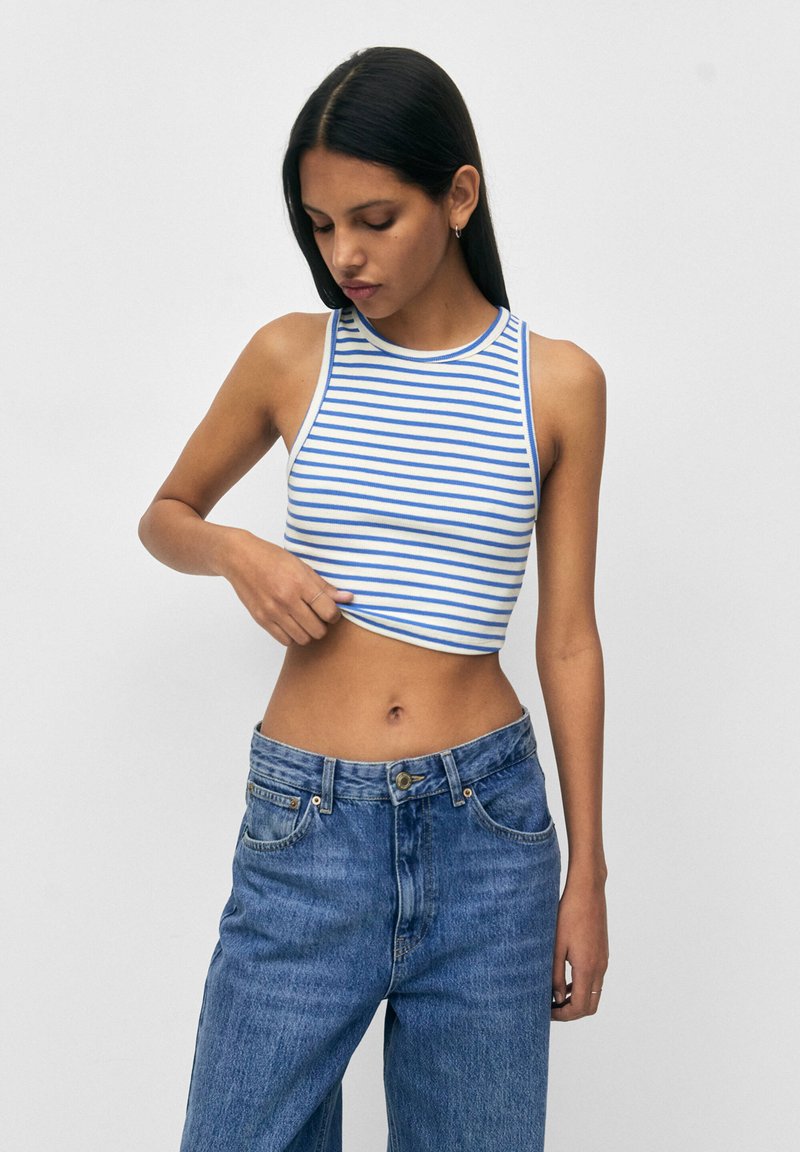 PULL&BEAR TANK Top blue/modrá Zalando.cz