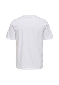 White cotton t-shirt with a round neckline, short sleeves, and a straight hemline. Simple, solid color without patterns or graphics.