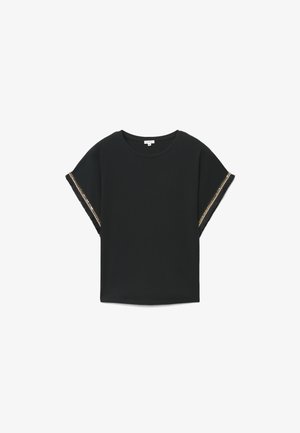 Terranova, T-SHIRT A TINTA UNITA CON INSERTI ETNICI - T-shirt con stampa - nero
