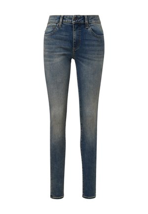 Schlanke Jeans aus mittlerem Denim-Waschung, mit einem klassischen Fünf-Taschen-Design, Reißverschluss und subtilen Verblassungen für Textur.