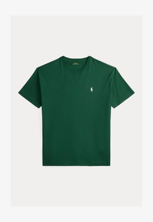 Mørkegrønn t-skjorte med korte ermer og rund hals, med en liten hvit brodert polo-spiller logo på venstre bryst.