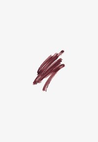 Burgunderfarbene Pinselstriche in unterschiedlichen Dicken auf einem hellen Hintergrund, die eine glatte, cremige Textur und eine reiche Farbintensität zeigen.