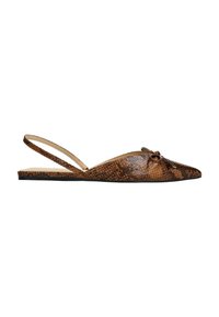 Dierenprint slingback ballerina's met een puntige neus, vervaardigd uit faux leer, met een klein strikdetail aan de voorkant en een platte zool.