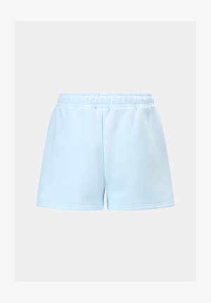 Lyseblå shorts laget av en myk bomullsblanding, med elastisk midjebånd og en avslappet passform, med sømdetaljer langs kantene.