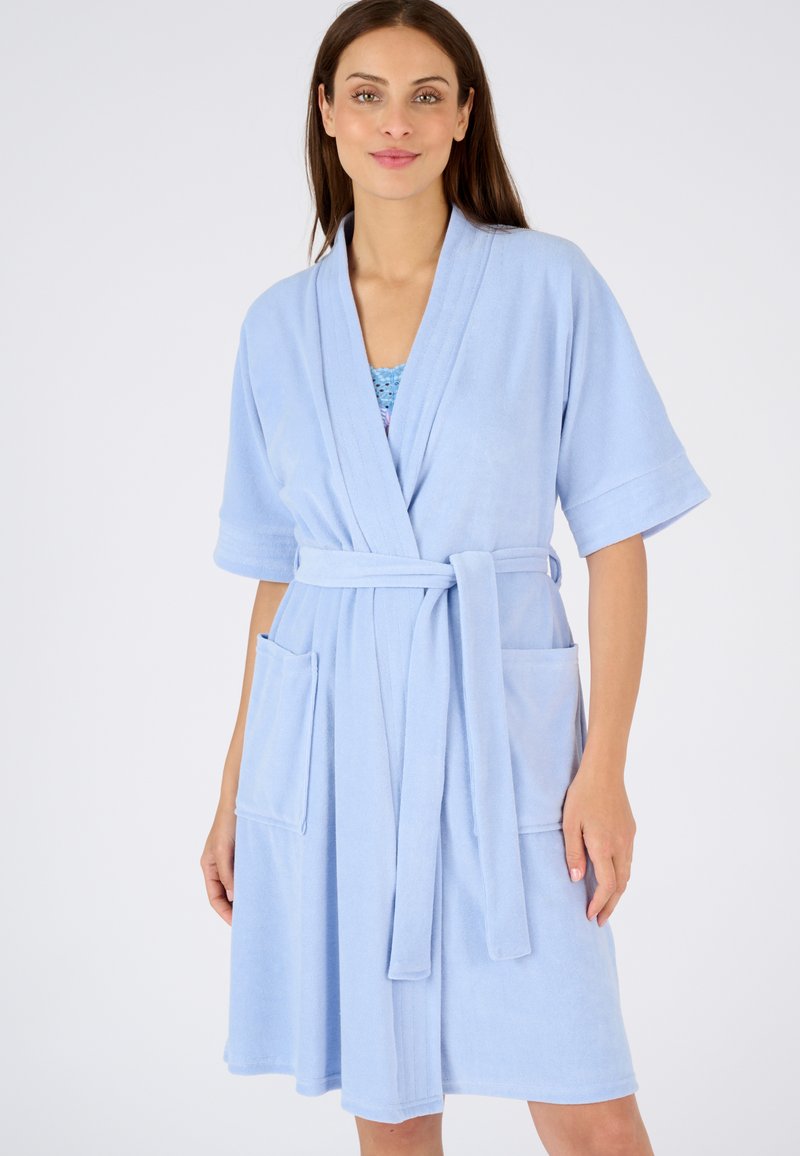 Damart FORME KIMONO BOUCLETTE - Peignoir - bleu grisé