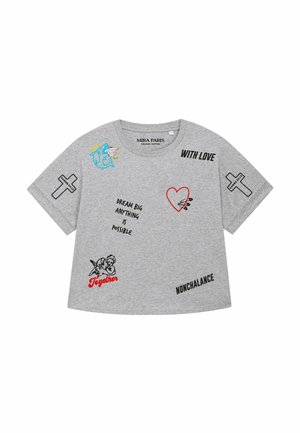 Mira Paris, TATTOO BE KIND OVERSIZED ROLL UP TEE 26 - T-shirt print - mottled grey