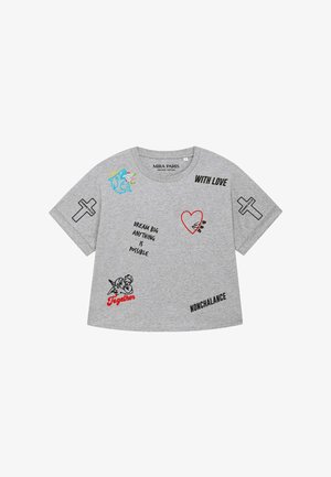 Mira Paris, TATTOO BE KIND OVERSIZED ROLL UP TEE 26 - T-shirt print - mottled grey