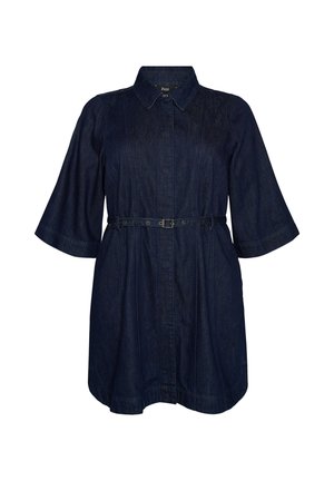 Zizzi, JEANSKLEID MIT GÜRTEL UND 3/4-ÄRMELN - Τζιν φόρεμα - blau