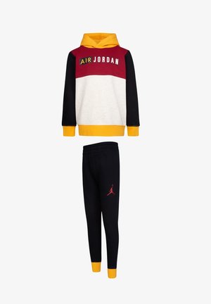 Hoodie - black/mustard yellow/red