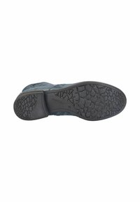 Suola in gomma nera con pattern di grip testurizzato. La tomaia presenta un materiale in tessuto blu, design a mescolanza senza hardware o accenti visibili.