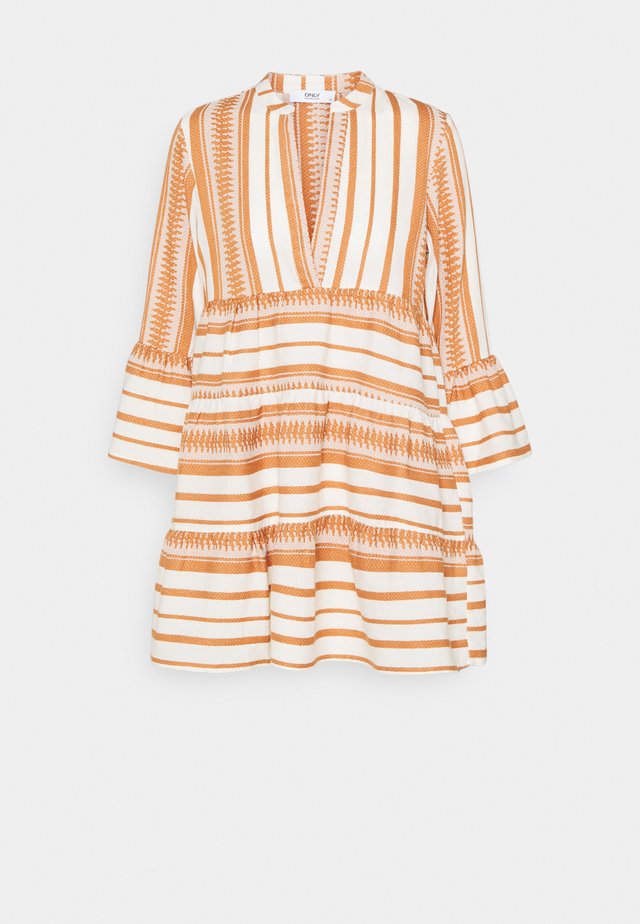 ONLSALLY ATHENA 3/4 DRESS - Freizeitkleid - cloud dancer/indian tan