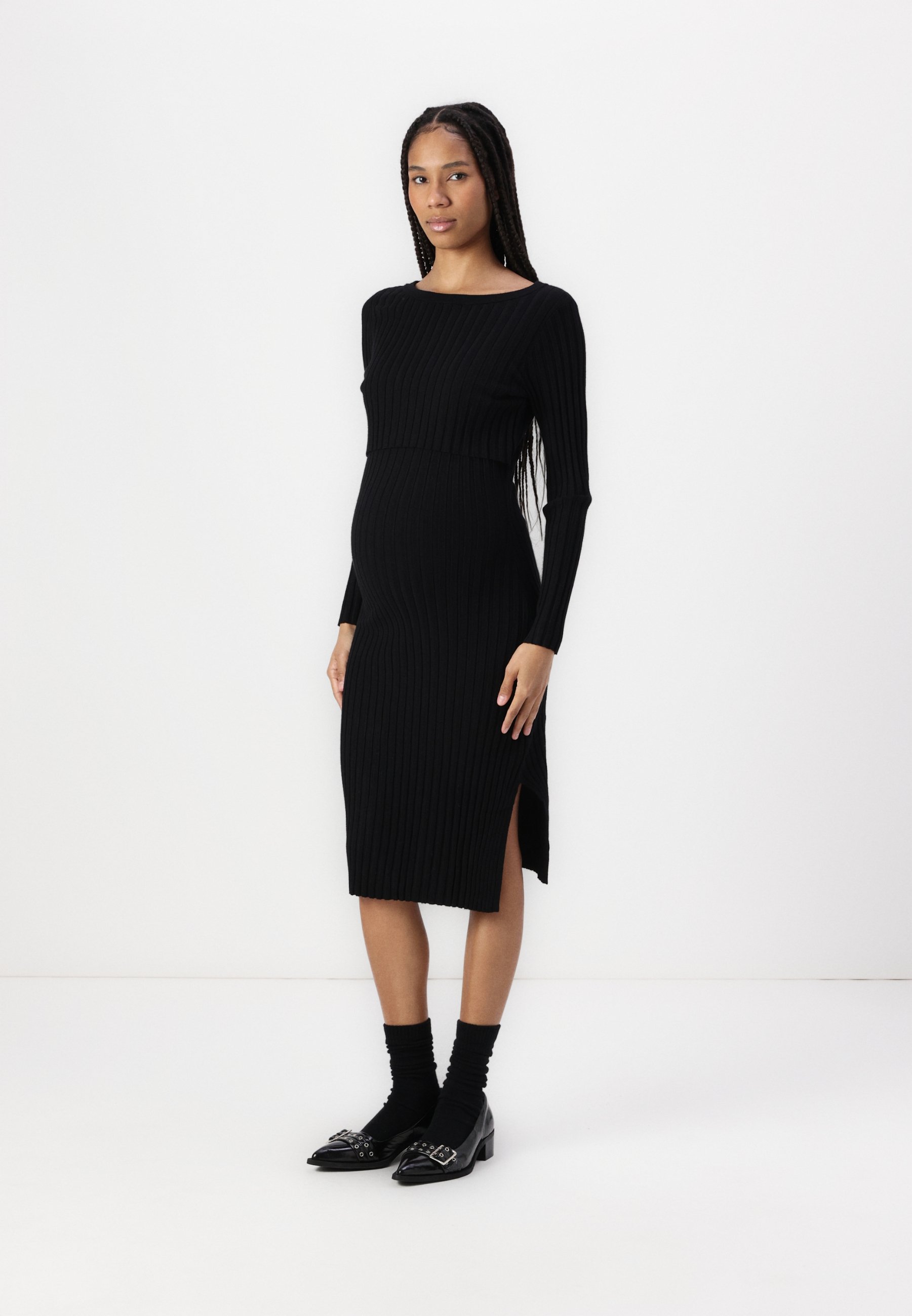 jenni rivera black dress Straight Cut Flat Knit Long Jumper Dress main image 0