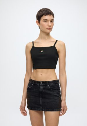 Calvin Klein Jeans RIB CROP STRAP TANK - PRIDE - Μπλούζα - black