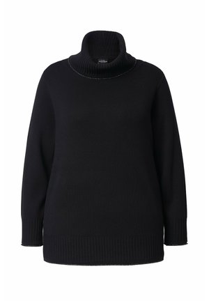 GLITZER-ROLLKANTE, A-LINIE, ROLLKRAGEN, LANGARM - Stickad tröja - black