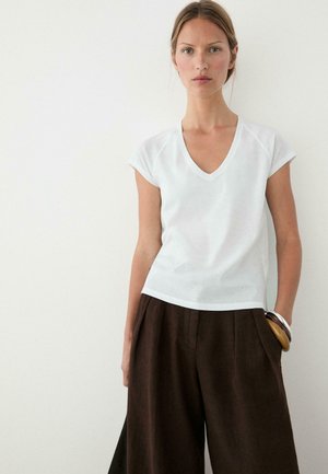 Massimo Dutti, 100% MERCERISED COTTON T-SHIRT - T-shirt basic - white