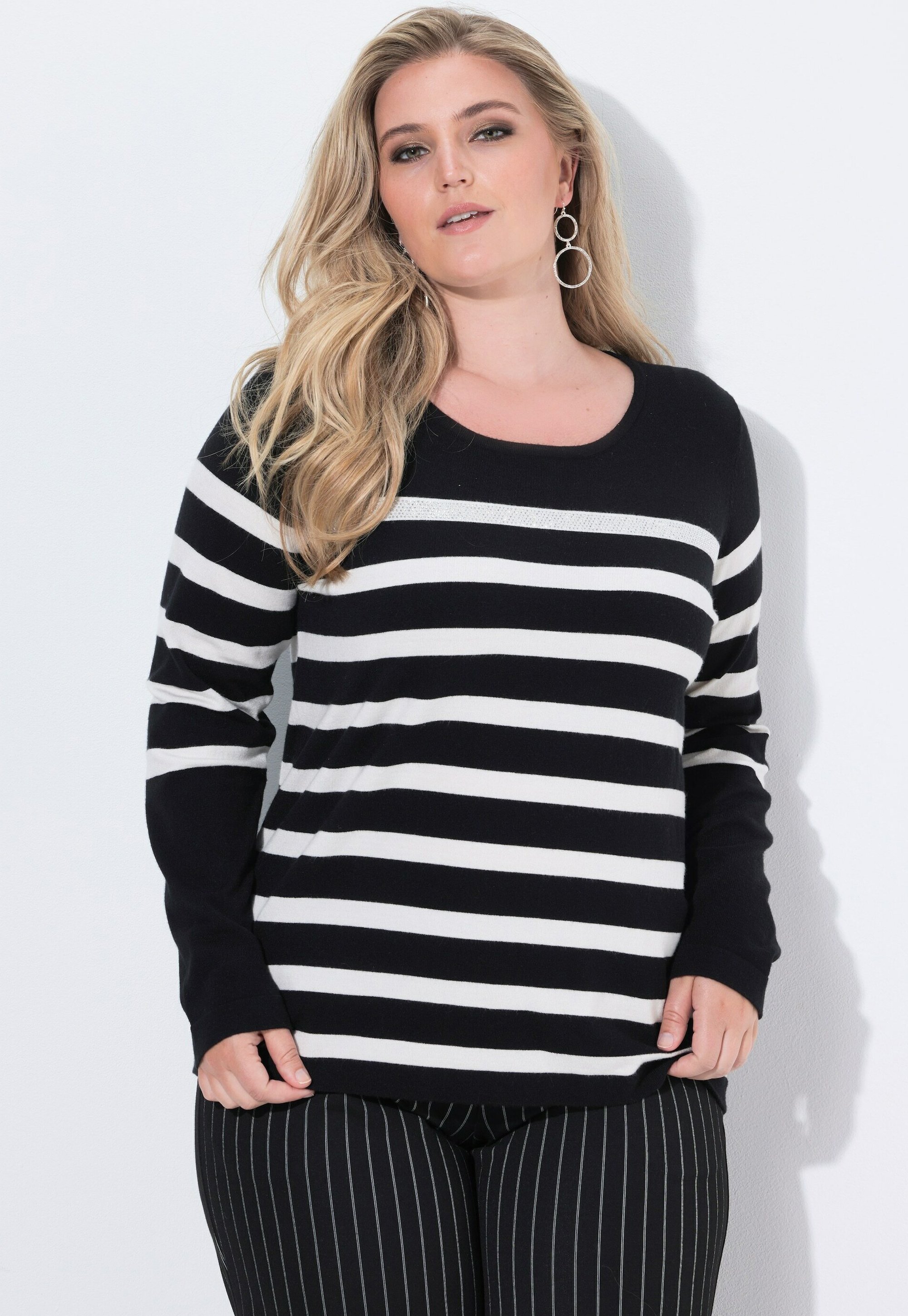 Ulla Popken Daumenloch Pullover Ulla Popken Strickpullover Black