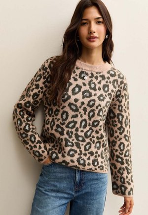 LEOPARD CREW NECK - Trui - brown pattern